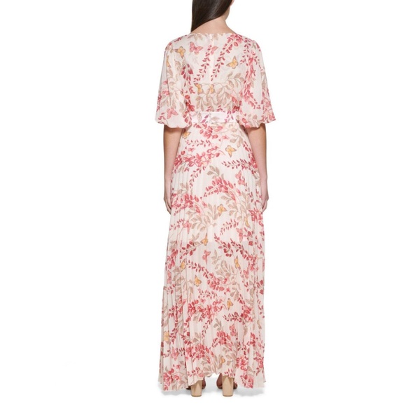 NWT Kensie Pink Pleated Butterfly Flowers Dress - Picture 3 of 14